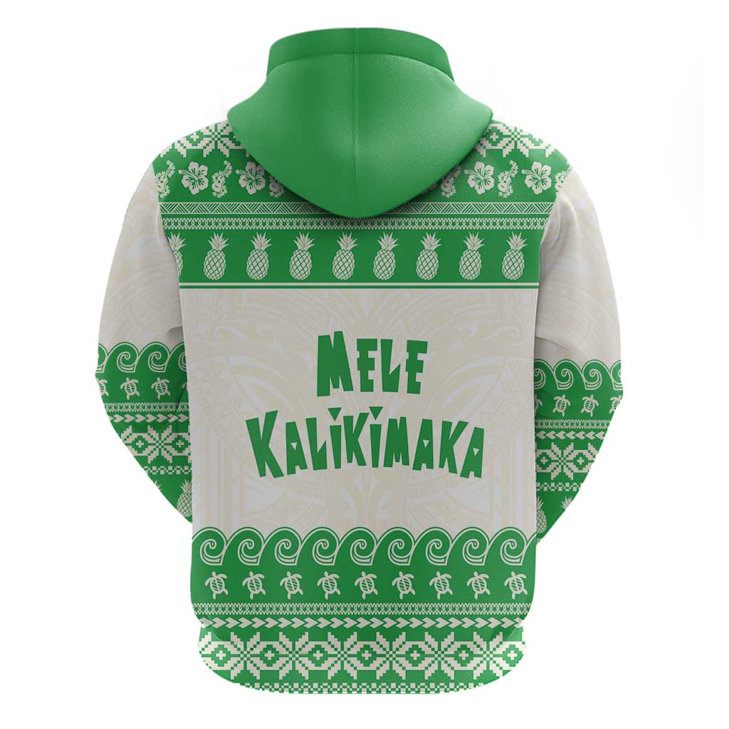 Green Mele Kalikimaka Hawaii Hoodie Funny Ho Ho Ho Santa Shaka - Polynesian Pride