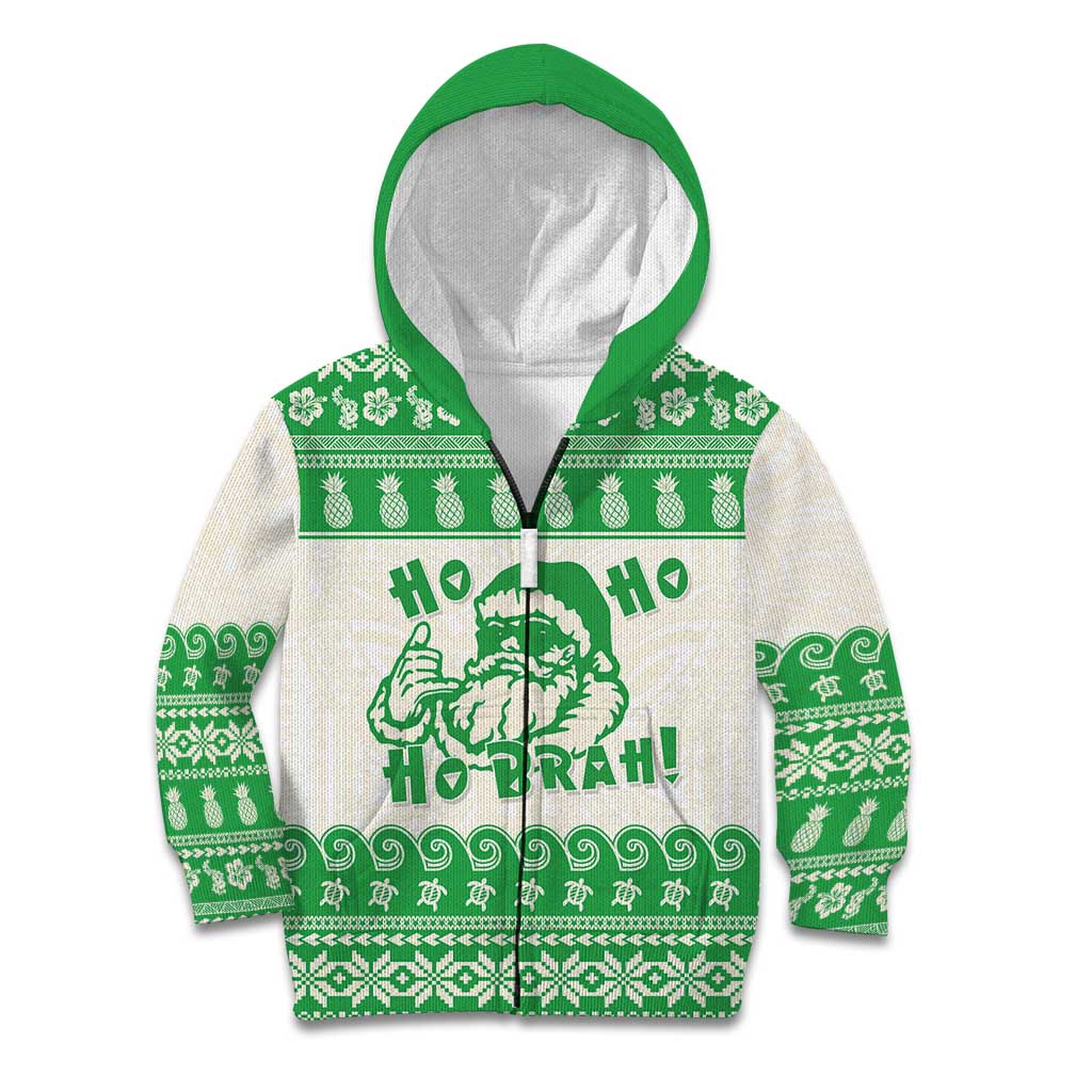 Green Mele Kalikimaka Hawaii Kid Hoodie Funny Ho Ho Ho Santa Shaka - Polynesian Pride