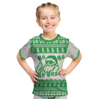 Green Mele Kalikimaka Hawaii Kid T Shirt Funny Ho Ho Ho Santa Shaka - Polynesian Pride