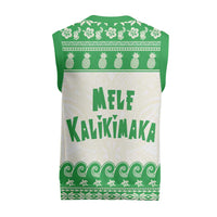 Green Mele Kalikimaka Hawaii Christmas Knitted V-Neck Vest Funny Ho Ho Ho Santa Shaka - Polynesian Pride