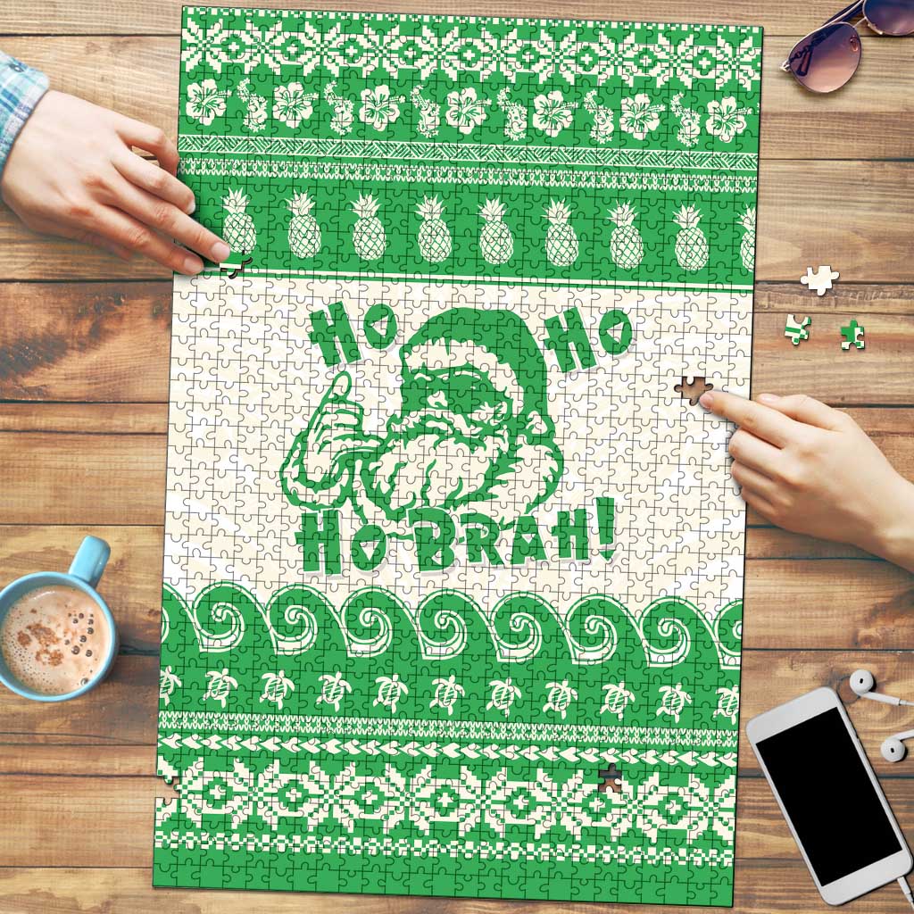Green Mele Kalikimaka Hawaii Puzzle Funny Ho Ho Ho Santa Shaka - Polynesian Pride
