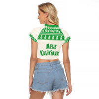 Green Mele Kalikimaka Hawaii Raglan Cropped T Shirt Funny Ho Ho Ho Santa Shaka - Polynesian Pride