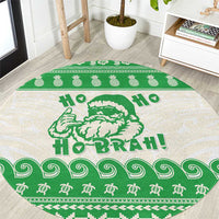 Green Mele Kalikimaka Hawaii Round Carpet Funny Ho Ho Ho Santa Shaka LT14 Green - Polynesian Pride