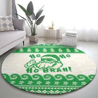 Green Mele Kalikimaka Hawaii Round Carpet Funny Ho Ho Ho Santa Shaka LT14 - Polynesian Pride