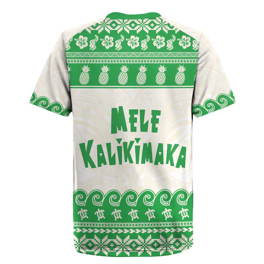Green Mele Kalikimaka Hawaii Rugby Jersey Funny Ho Ho Ho Santa Shaka - Polynesian Pride