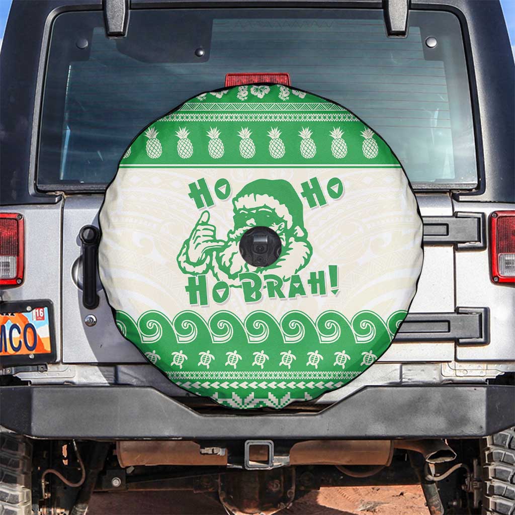 Green Mele Kalikimaka Hawaii Spare Tire Cover Funny Ho Ho Ho Santa Shaka - Polynesian Pride