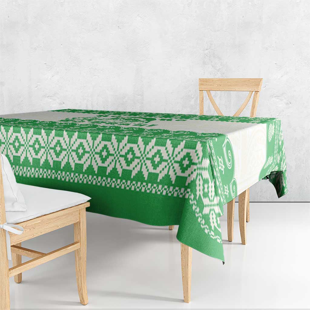 Green Mele Kalikimaka Hawaii Tablecloth Funny Ho Ho Ho Santa Shaka - Polynesian Pride