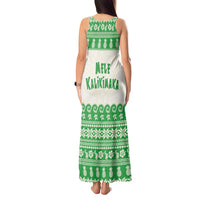 Green Mele Kalikimaka Hawaii Tank Maxi Dress Funny Ho Ho Ho Santa Shaka - Polynesian Pride