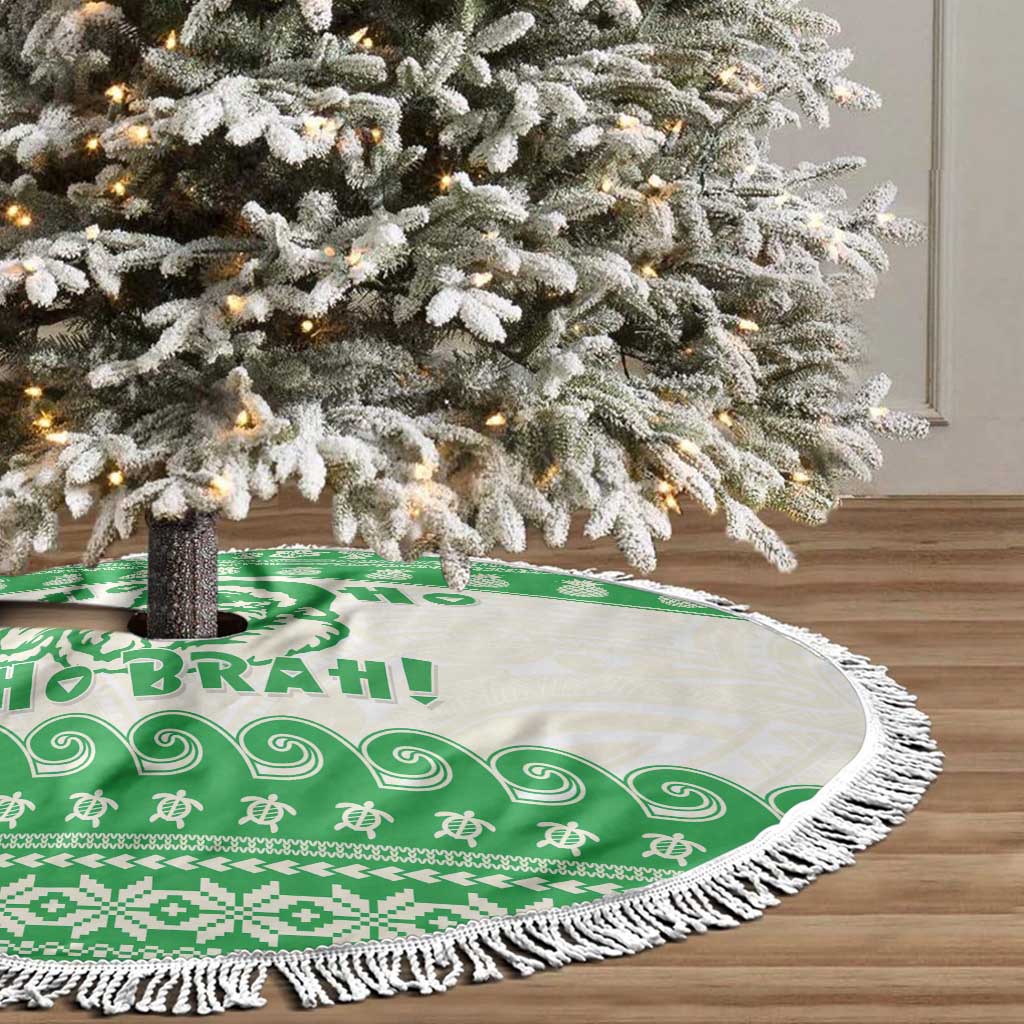 Green Mele Kalikimaka Hawaii Tree Skirt Funny Ho Ho Ho Santa Shaka - Polynesian Pride