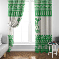 Green Mele Kalikimaka Hawaii Window Curtain Funny Ho Ho Ho Santa Shaka - Polynesian Pride