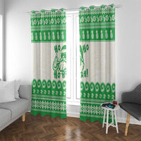 Green Mele Kalikimaka Hawaii Window Curtain Funny Ho Ho Ho Santa Shaka - Polynesian Pride