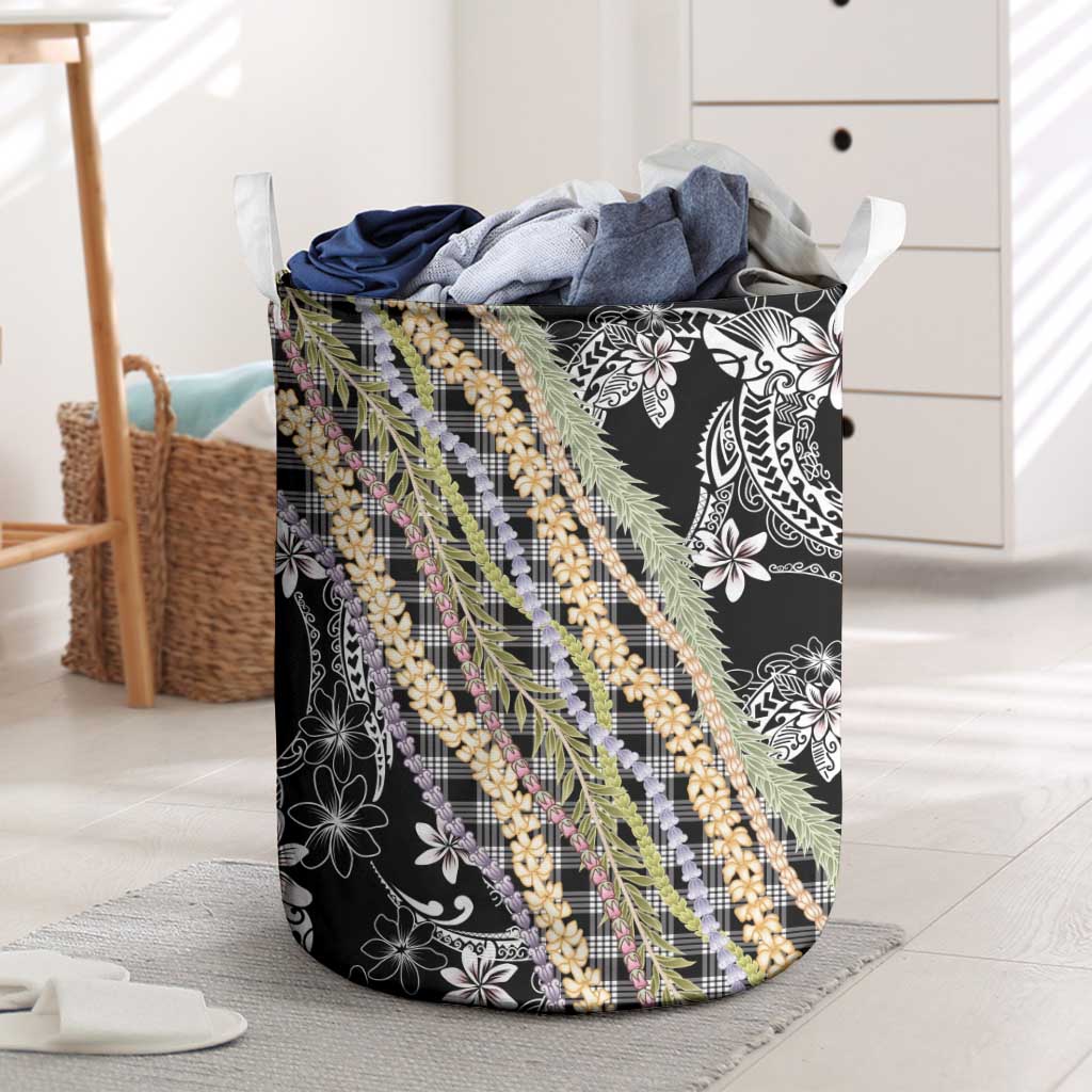 Black Palaka Hawaii Leis Laundry Basket Hawaiian-plaid Elegant Tropical Vibes - Polynesian Pride