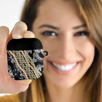 Black Palaka Hawaii Leis AirPods Case Hawaiian-plaid Elegant Tropical Vibes - Polynesian Pride