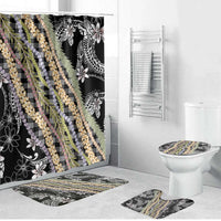 Black Palaka Hawaii Leis Bathroom Set Hawaiian-plaid Elegant Tropical Vibes - Polynesian Pride