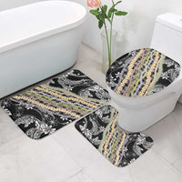 Black Palaka Hawaii Leis Bathroom Set Hawaiian-plaid Elegant Tropical Vibes - Polynesian Pride