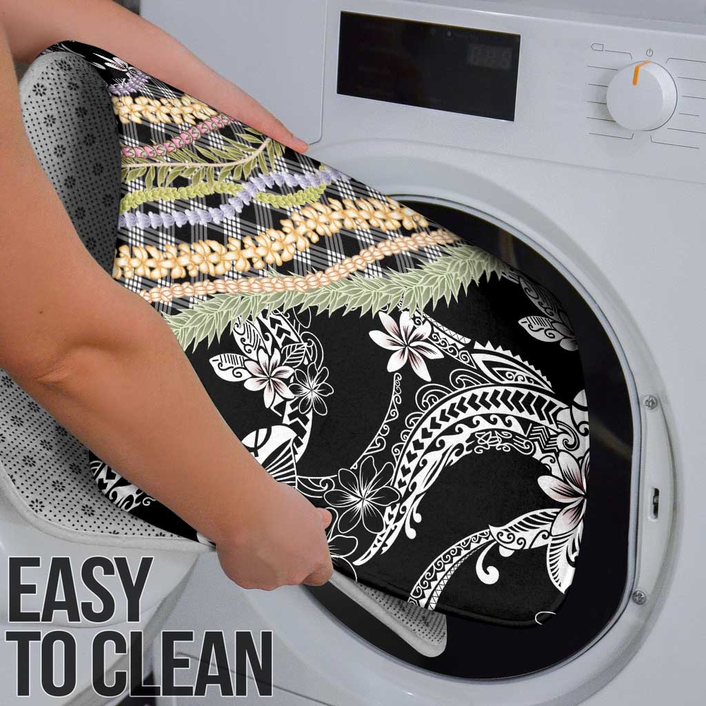 Black Palaka Hawaii Leis Bathroom Set Hawaiian-plaid Elegant Tropical Vibes - Polynesian Pride