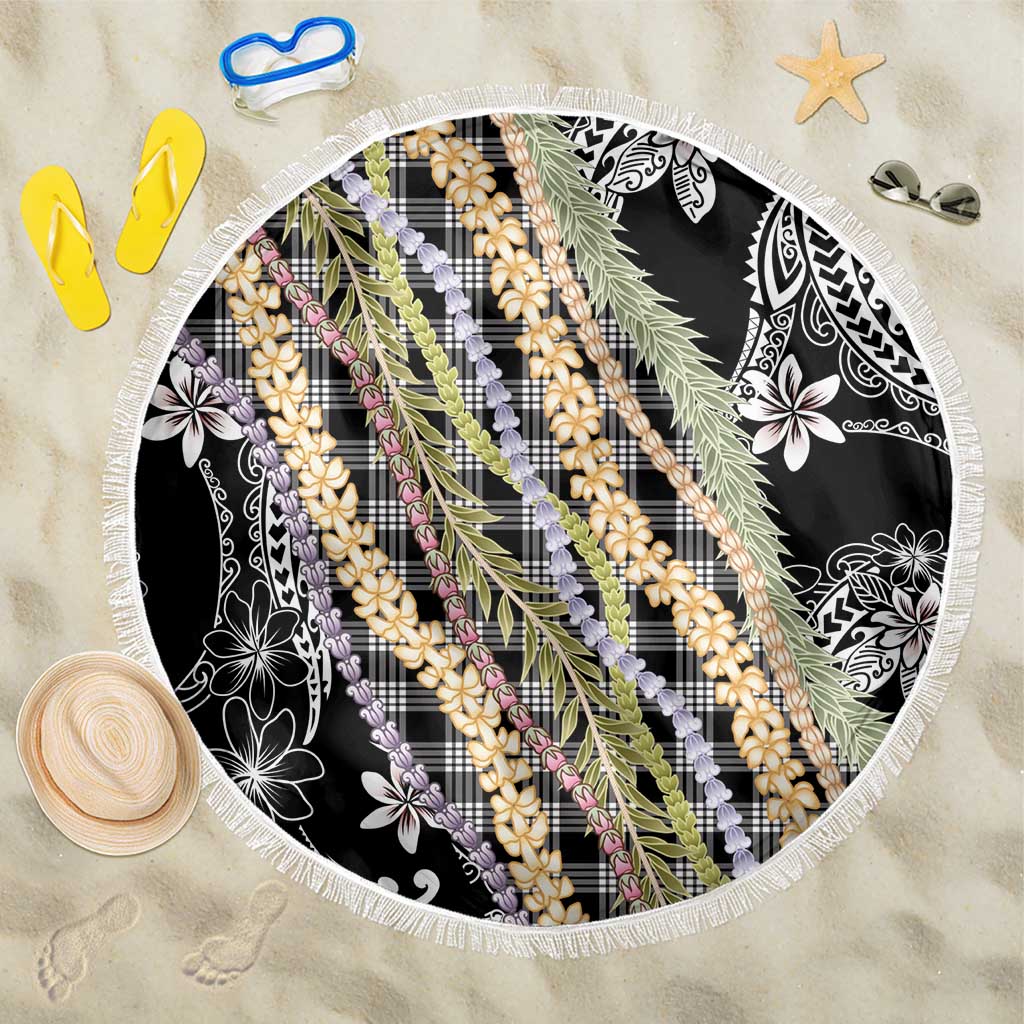 Black Palaka Hawaii Leis Beach Blanket Hawaiian-plaid Elegant Tropical Vibes - Polynesian Pride