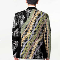 Black Palaka Hawaii Leis Blazer Hawaiian-plaid Elegant Tropical Vibes - Polynesian Pride