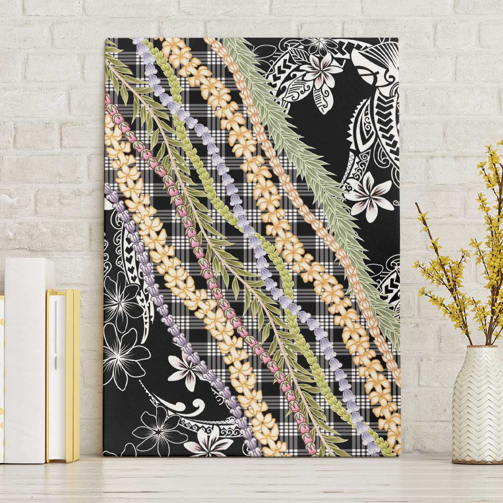 Black Palaka Hawaii Leis Canvas Wall Art Hawaiian-plaid Elegant Tropical Vibes - Polynesian Pride