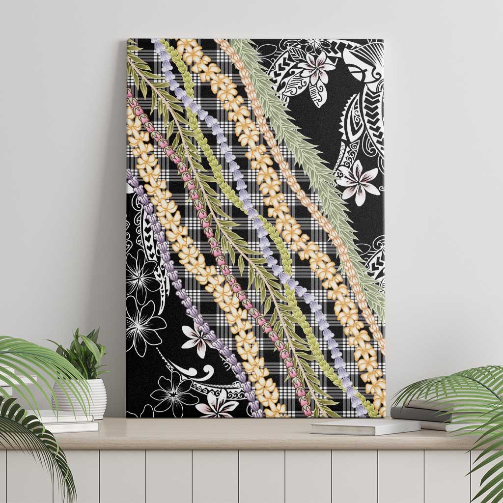 Black Palaka Hawaii Leis Canvas Wall Art Hawaiian-plaid Elegant Tropical Vibes - Polynesian Pride