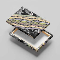 Black Palaka Hawaii Leis Canvas Wall Art Hawaiian-plaid Elegant Tropical Vibes - Polynesian Pride