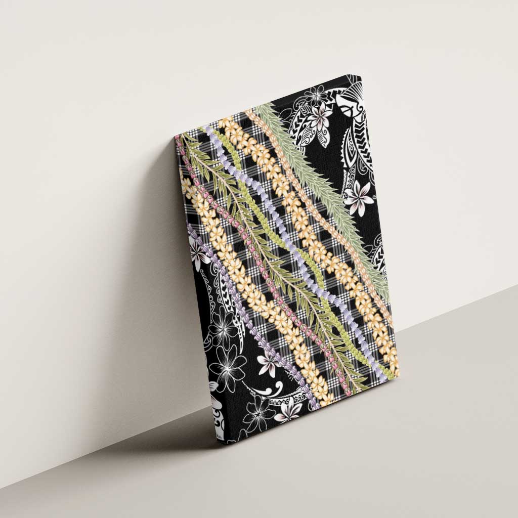 Black Palaka Hawaii Leis Canvas Wall Art Hawaiian-plaid Elegant Tropical Vibes - Polynesian Pride