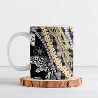 Black Palaka Hawaii Leis Ceramic Mug Hawaiian-plaid Elegant Tropical Vibes - Polynesian Pride