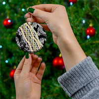 Black Palaka Hawaii Leis Ceramic Ornament Hawaiian-plaid Elegant Tropical Vibes - Polynesian Pride