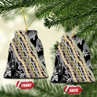 Black Palaka Hawaii Leis Ceramic Ornament Hawaiian-plaid Elegant Tropical Vibes - Polynesian Pride