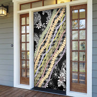 Black Palaka Hawaii Leis Door Cover Hawaiian-plaid Elegant Tropical Vibes - Polynesian Pride