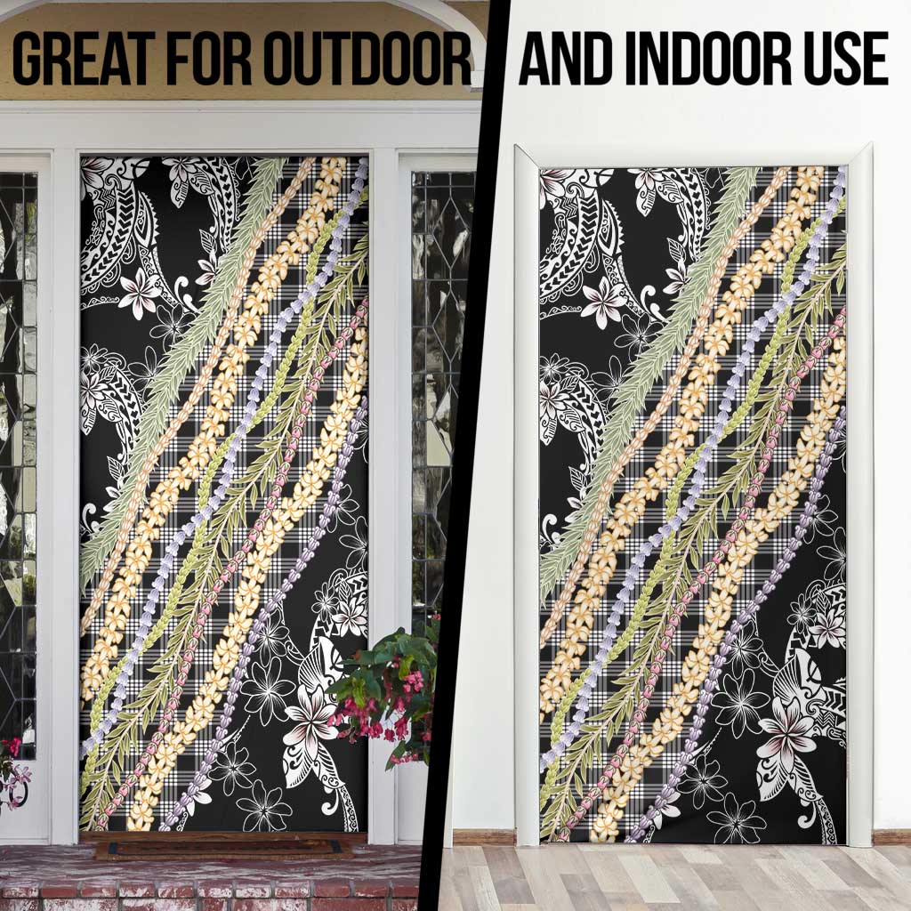 Black Palaka Hawaii Leis Door Cover Hawaiian-plaid Elegant Tropical Vibes - Polynesian Pride