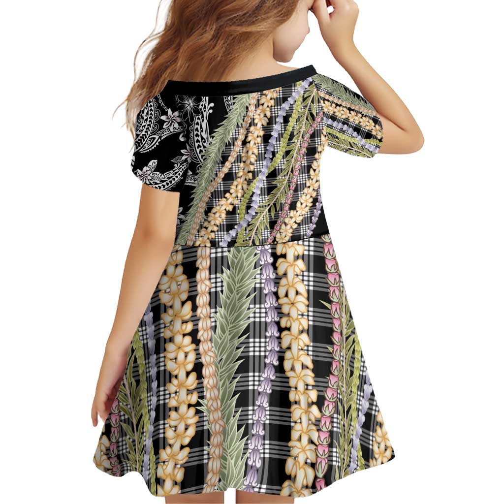 Black Palaka Hawaii Leis Family Matching Puletasi and Hawaiian Shirt Hawaiian-plaid Elegant Tropical Vibes - Polynesian Pride