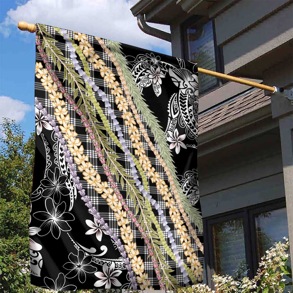 Black Palaka Hawaii Leis Garden Flag Hawaiian-plaid Elegant Tropical Vibes - Polynesian Pride