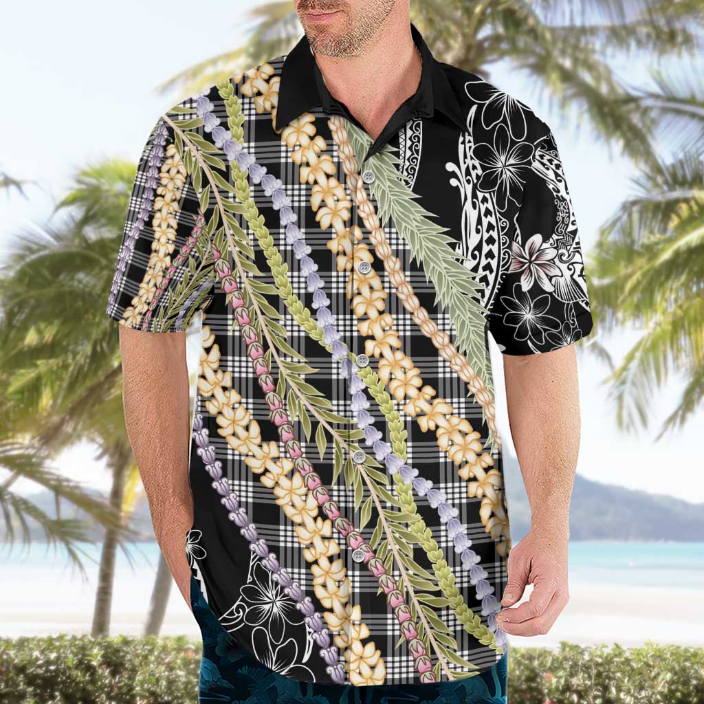 Black Palaka Hawaii Leis Hawaiian Shirt Hawaiian-plaid Elegant Tropical Vibes - Polynesian Pride