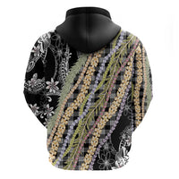 Black Palaka Hawaii Leis Hoodie Hawaiian-plaid Elegant Tropical Vibes - Polynesian Pride