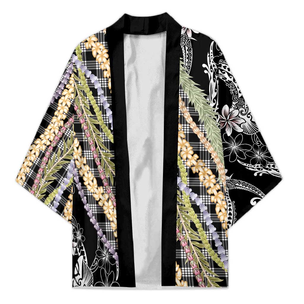 Black Palaka Hawaii Leis Kimono Hawaiian-plaid Elegant Tropical Vibes - Polynesian Pride