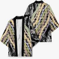 Black Palaka Hawaii Leis Kimono Hawaiian-plaid Elegant Tropical Vibes - Polynesian Pride