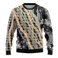 Black Palaka Hawaii Leis Ugly Christmas Sweater Hawaiian-plaid Elegant Tropical Vibes - Polynesian Pride
