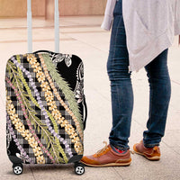 Black Palaka Hawaii Leis Luggage Cover Hawaiian-plaid Elegant Tropical Vibes - Polynesian Pride