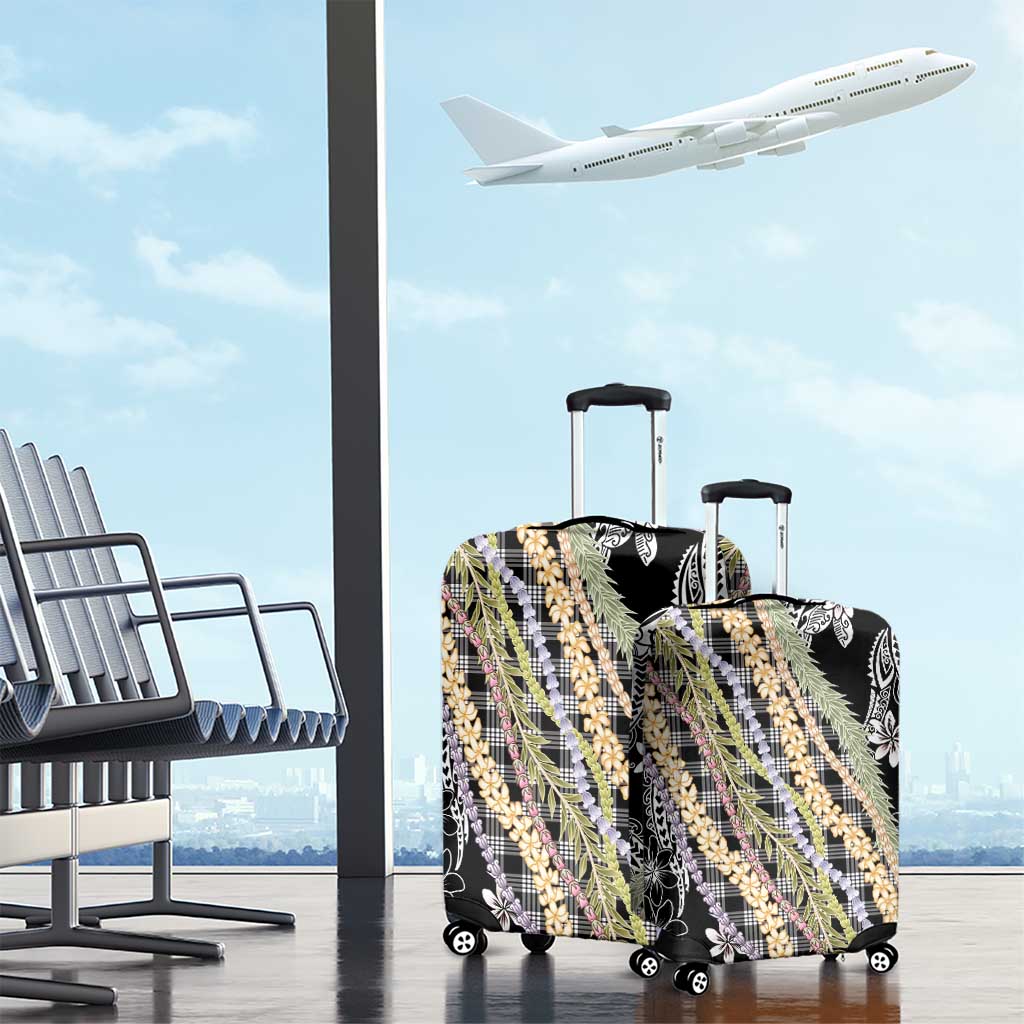 Black Palaka Hawaii Leis Luggage Cover Hawaiian-plaid Elegant Tropical Vibes - Polynesian Pride