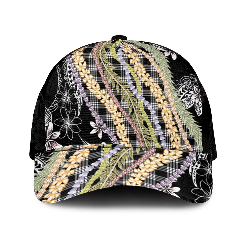 Black Palaka Hawaii Leis Mesh Trucker Cap Hawaiian-plaid Elegant Tropical Vibes - Polynesian Pride