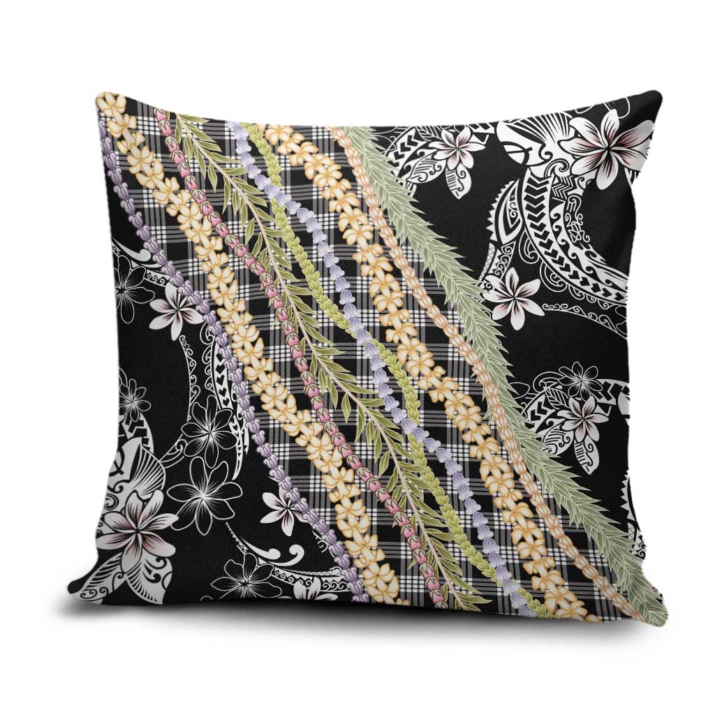 Black Palaka Hawaii Leis Pillow Cover Hawaiian-plaid Elegant Tropical Vibes - Polynesian Pride