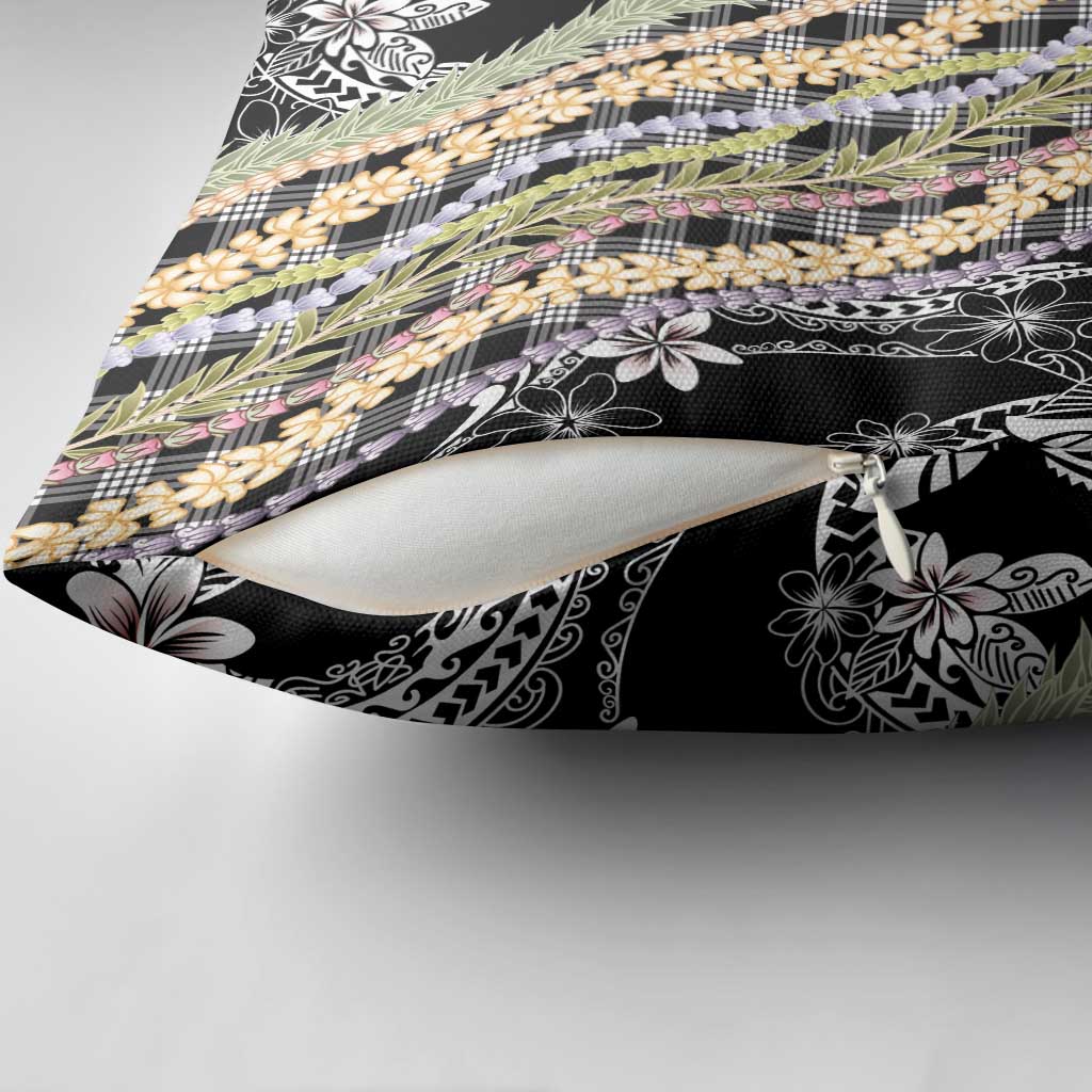 Black Palaka Hawaii Leis Pillow Cover Hawaiian-plaid Elegant Tropical Vibes - Polynesian Pride