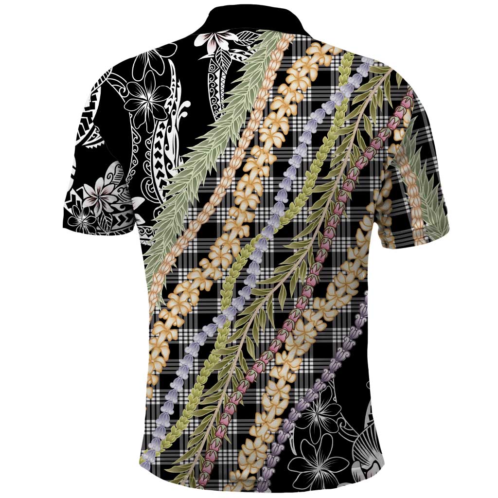 Black Palaka Hawaii Leis Polo Shirt Hawaiian-plaid Elegant Tropical Vibes - Polynesian Pride