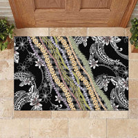 Black Palaka Hawaii Leis Rubber Doormat Hawaiian-plaid Elegant Tropical Vibes - Polynesian Pride