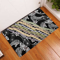 Black Palaka Hawaii Leis Rubber Doormat Hawaiian-plaid Elegant Tropical Vibes - Polynesian Pride