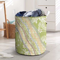 Green Palaka Hawaii Leis Laundry Basket Hawaiian-plaid Elegant Tropical Vibes - Polynesian Pride