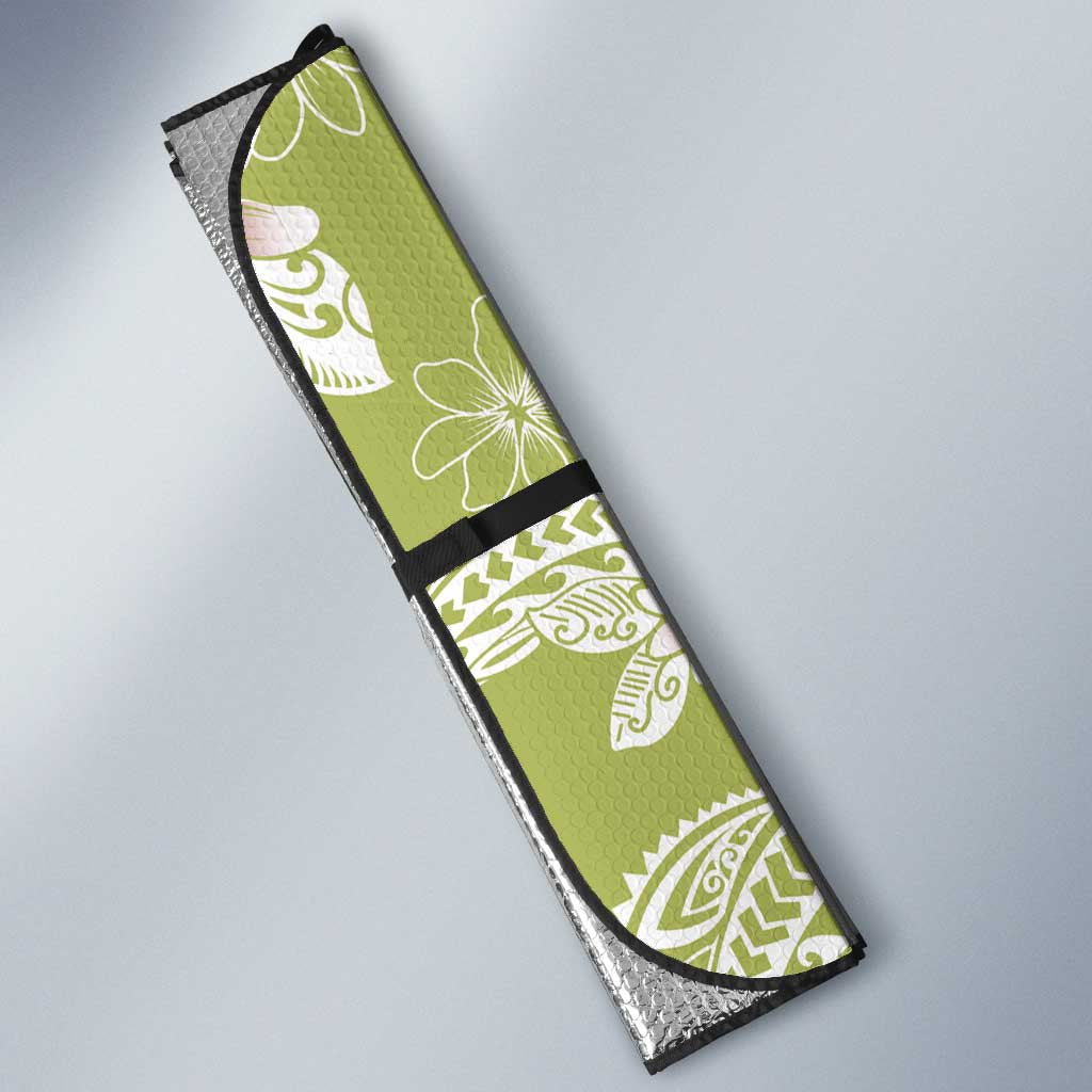 Green Palaka Hawaii Leis Auto Sun Shade Hawaiian-plaid Elegant Tropical Vibes - Polynesian Pride