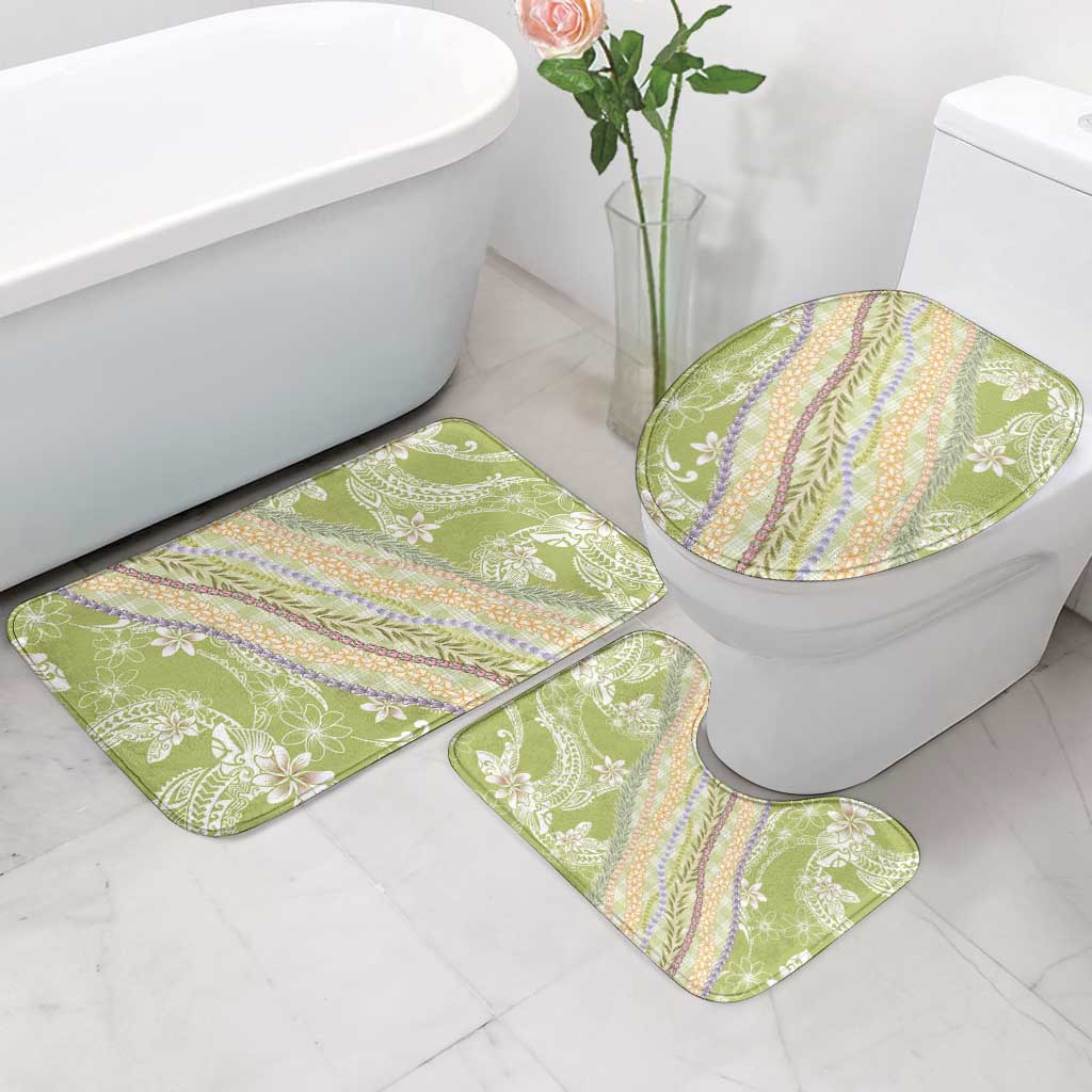 Green Palaka Hawaii Leis Bathroom Set Hawaiian-plaid Elegant Tropical Vibes - Polynesian Pride