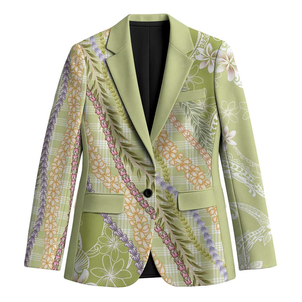 Green Palaka Hawaii Leis Blazer Hawaiian-plaid Elegant Tropical Vibes - Polynesian Pride